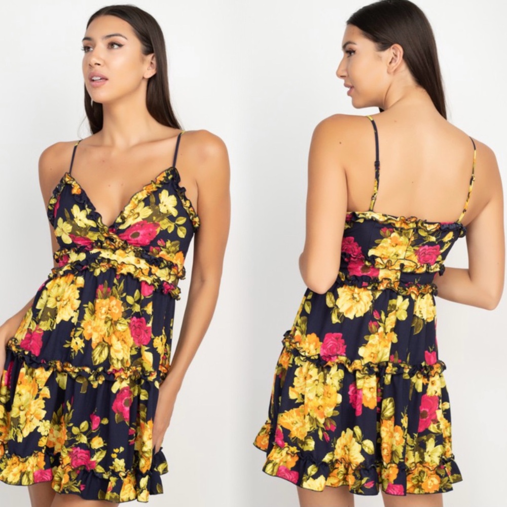 Floral Navy and Yellow Dress - Picture 10 of 10